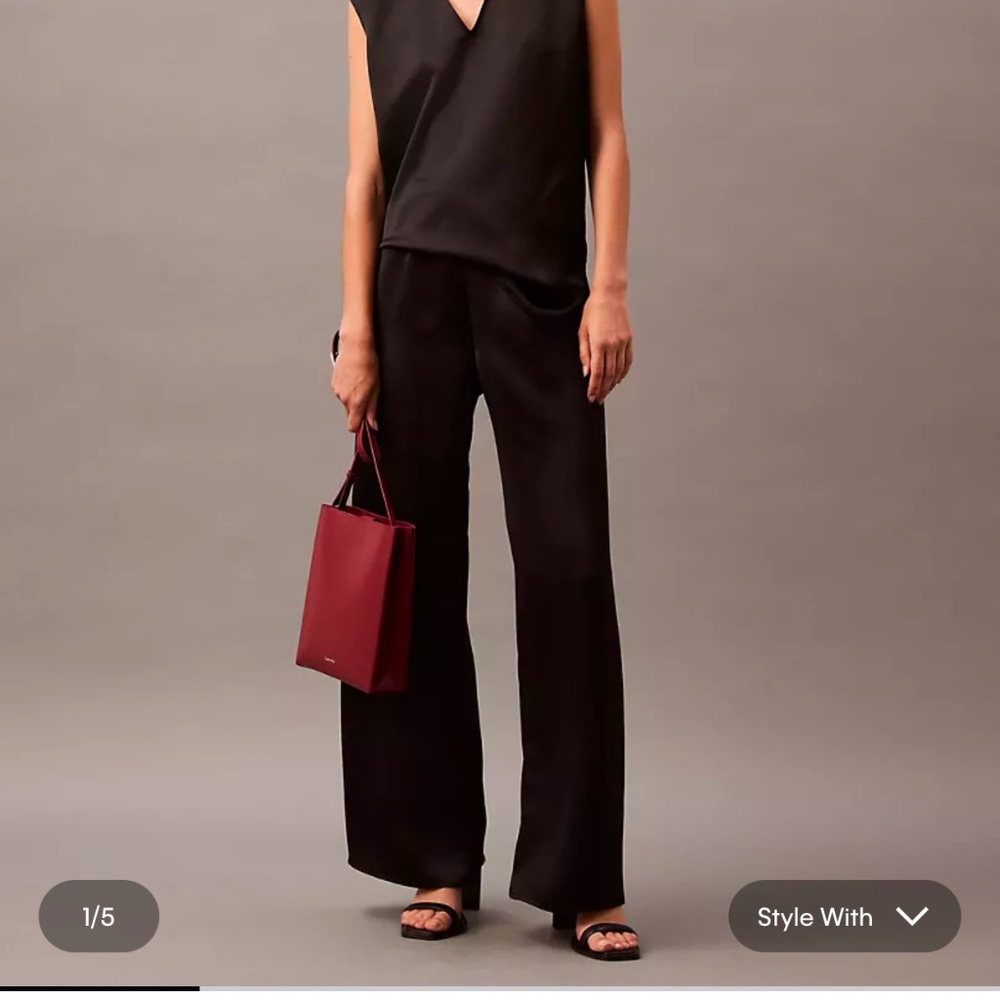 Calvin Klein satin wide leg pants small